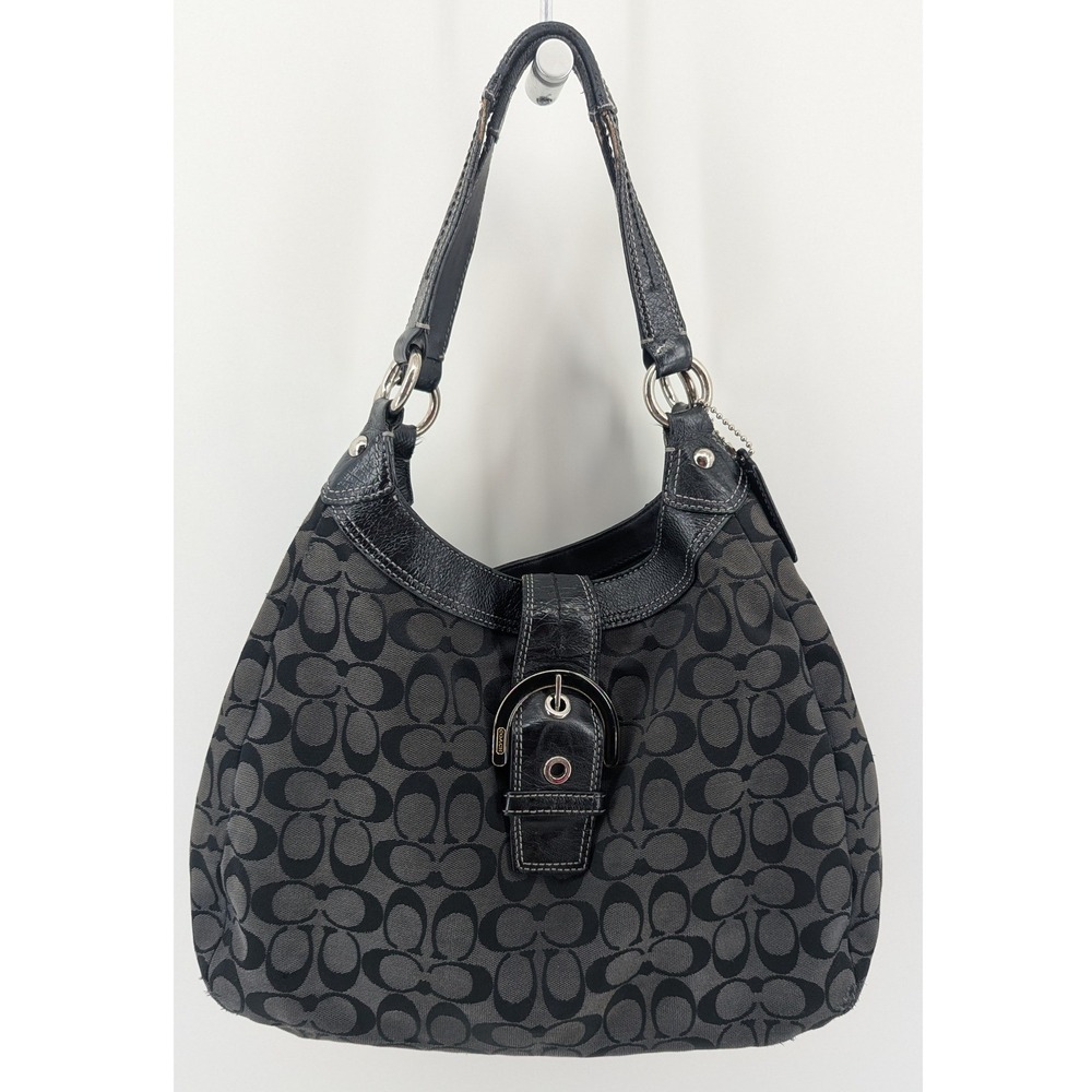 Coach Soho Signature C Jacquard Hobo Bag and Wallet Set Black Grey F17403